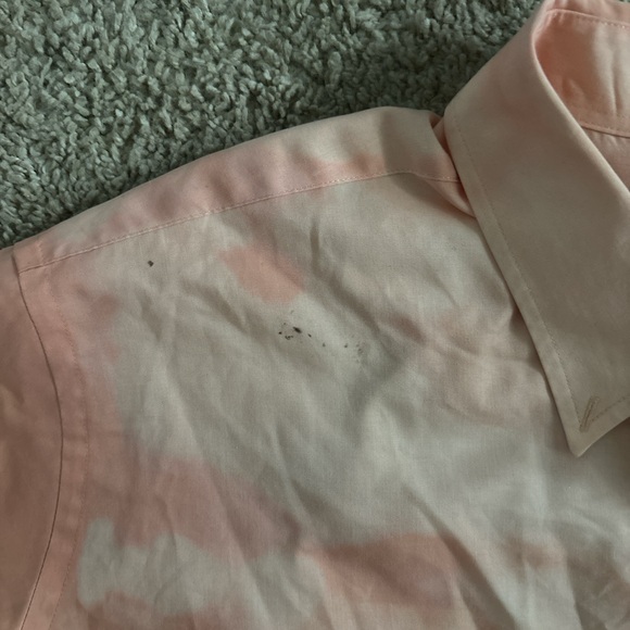 Light Orange Tie Dye Button Up Collared Shirt - Picture 9 of 9